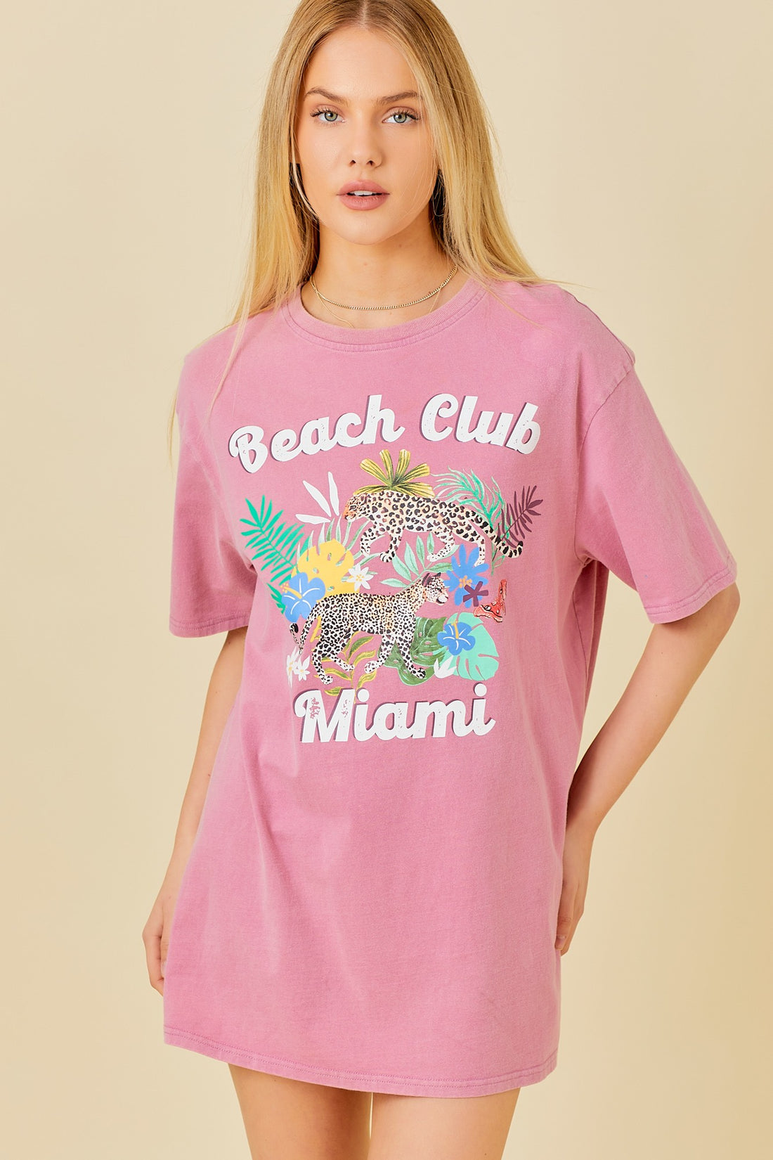 Beach Club Miami Oversized Graphic T-shirt Dress