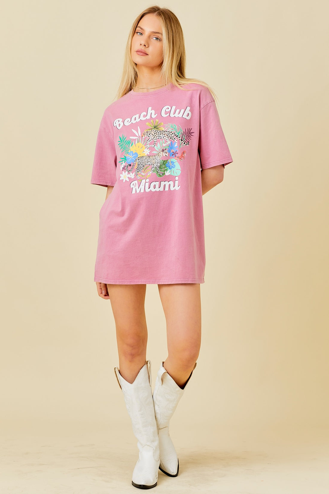 Beach Club Miami Oversized Graphic T-shirt Dress