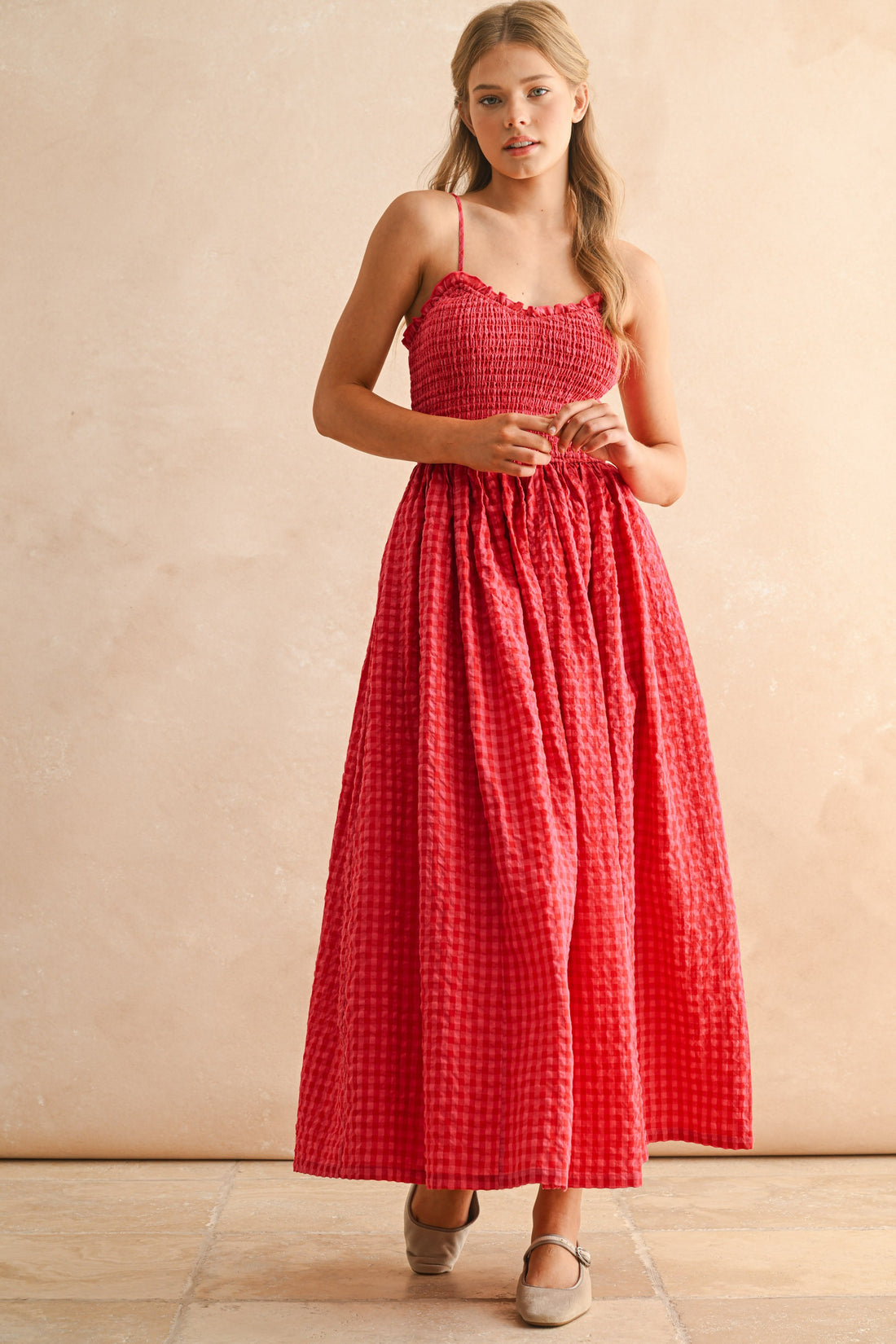 Gingham Smocked Maxi Dress