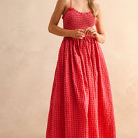 Gingham Smocked Maxi Dress