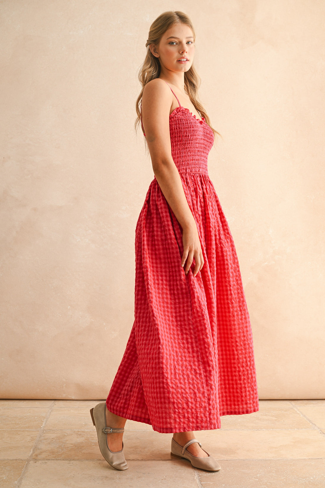 Gingham Smocked Maxi Dress