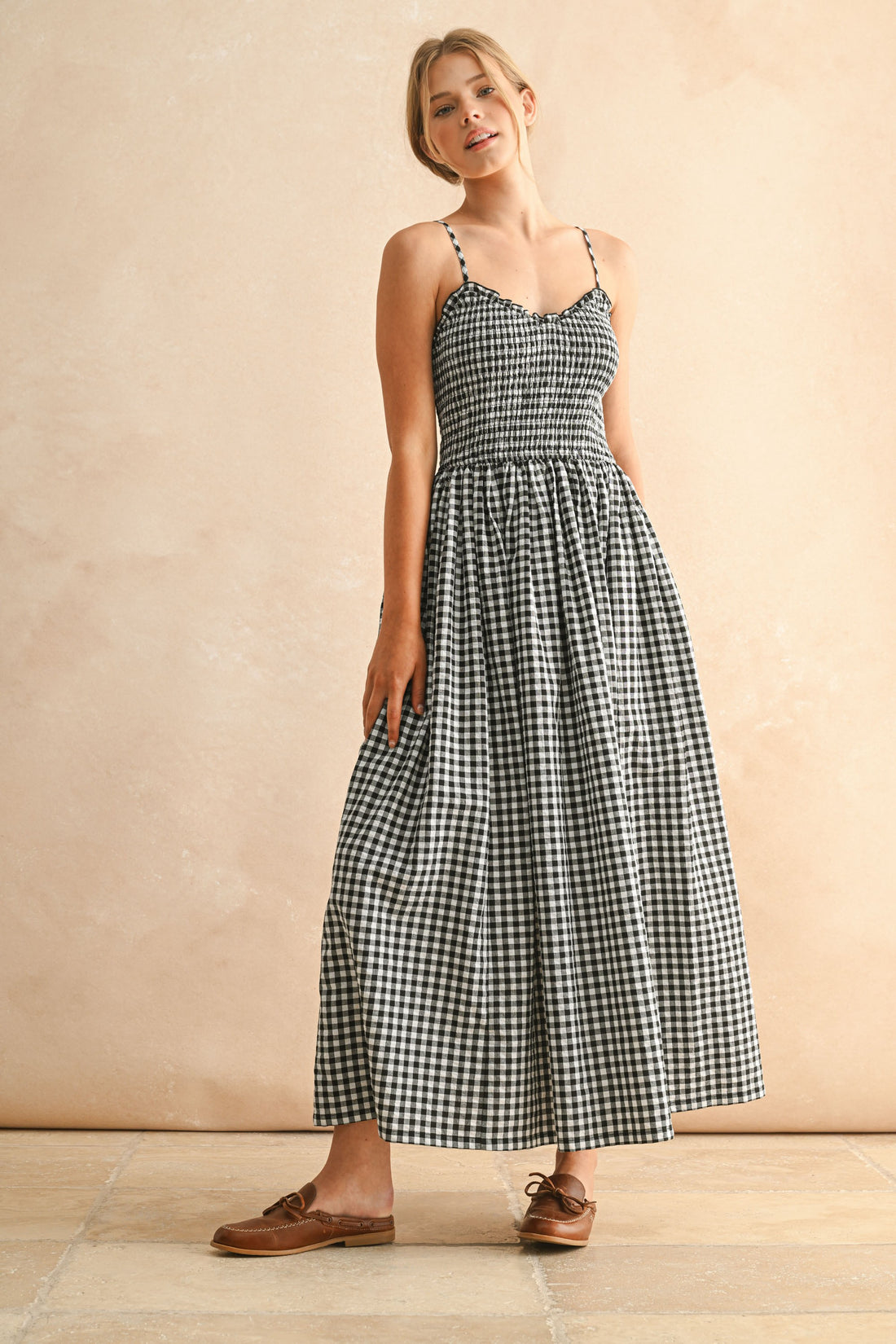 Gingham Smocked Maxi Dress