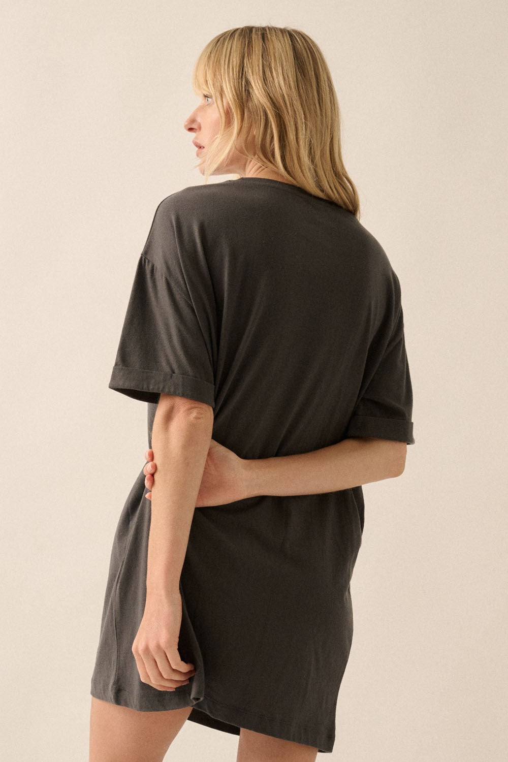 Bow Print Vintage Wash Graphic Tee Dress