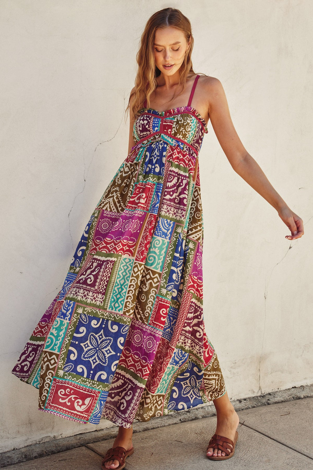 Boho Printed Maxi Flare Dress