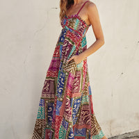 Boho Printed Maxi Flare Dress