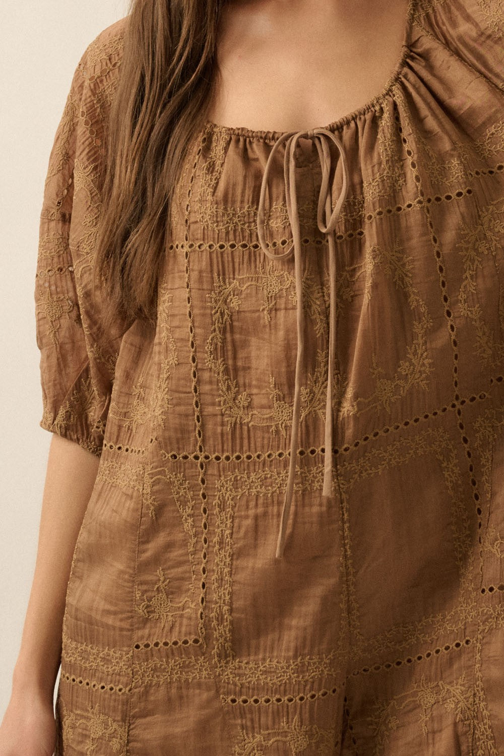 Eyelet Loose Fit Romper