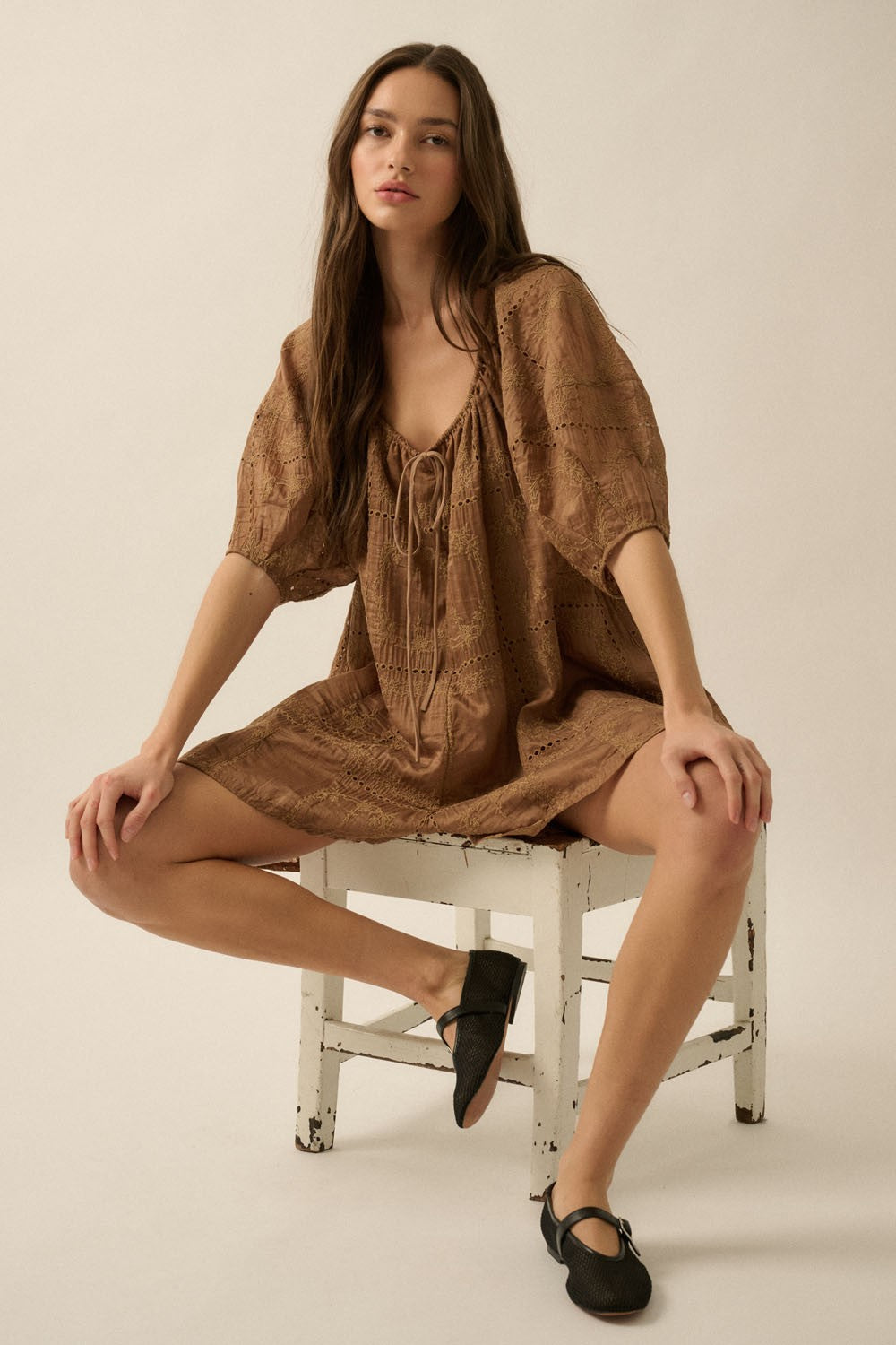 Eyelet Loose Fit Romper