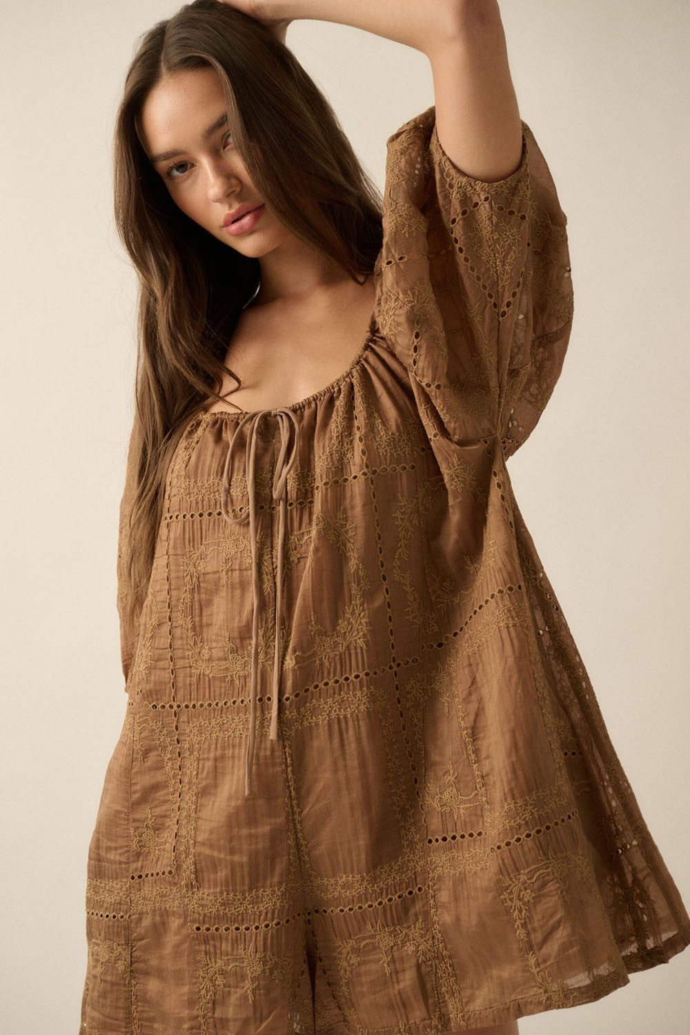 Eyelet Loose Fit Romper