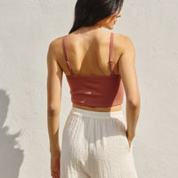 Twist-Front Ribbed Crop Top