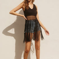 Crochet Fringe Hem Knit Tank Top