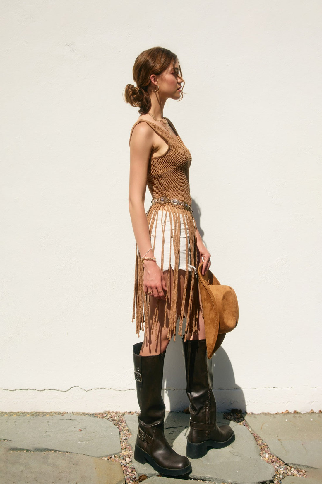 Crochet Fringe Hem Knit Tank Top