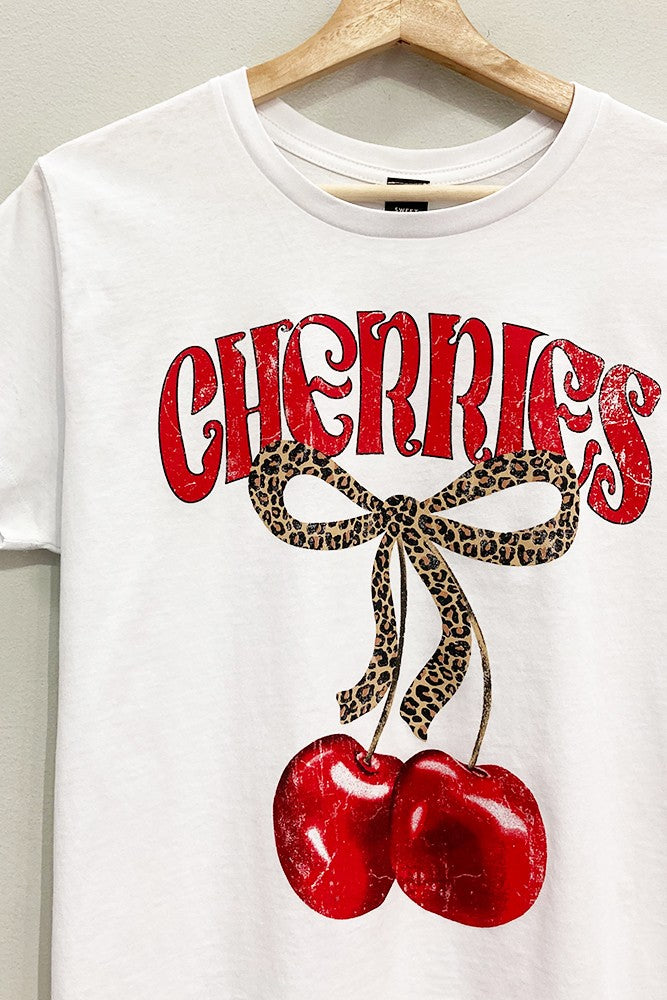 Cherries Leopard Bow Graphic Tee