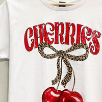 Cherries Leopard Bow Graphic Tee