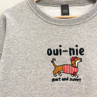 Dachshund Oui-nie Embroidered Oversized Sweatshirt
