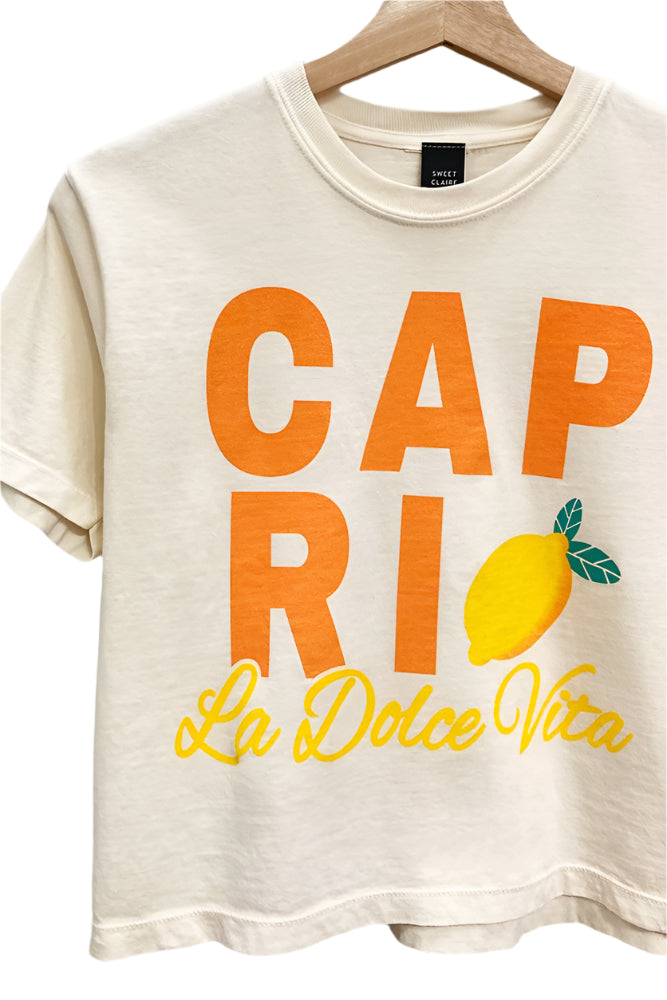 Capri “La Dolce Vita” Lemon Graphic Crop Tee