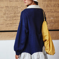 Stripe Contrast Detail Collared Mini T-shirt Dress