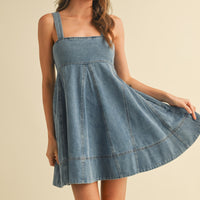 Denim Babydoll Flare Dress