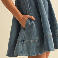 Denim Babydoll Flare Dress