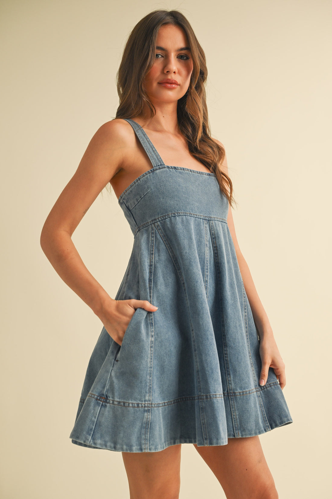 Denim Babydoll Flare Dress