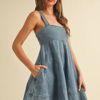 Denim Babydoll Flare Dress