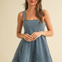 Denim Babydoll Flare Dress