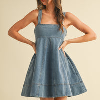 Denim Babydoll Flare Dress