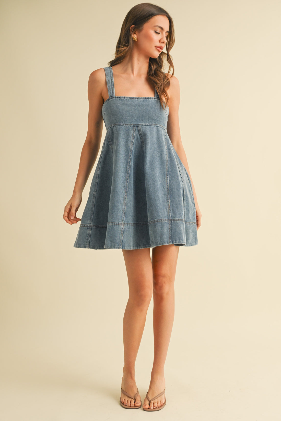 Denim Babydoll Flare Dress