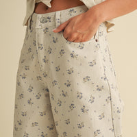 Vintage Floral Denim Pants