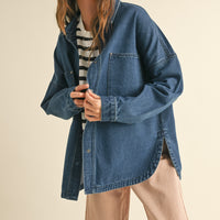 Washed Dark Denim Oversized Jacket