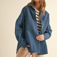 Washed Dark Denim Oversized Jacket