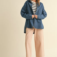 Washed Dark Denim Oversized Jacket