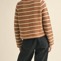 Striped Tie Front Knit Cardigan