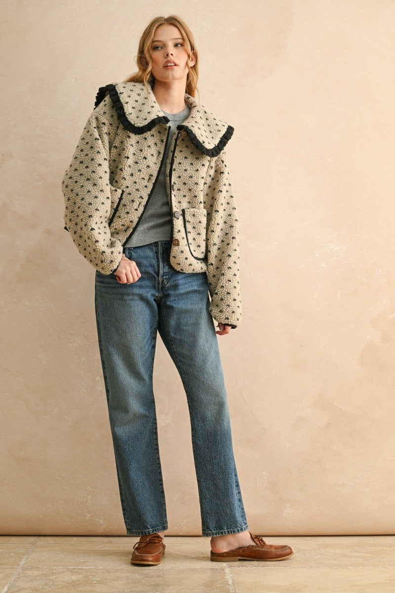 Soft Teddy Jacket with Contrast Collar