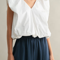 Voluminous Ruffle Sleeve Poplin Top