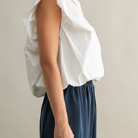Voluminous Ruffle Sleeve Poplin Top