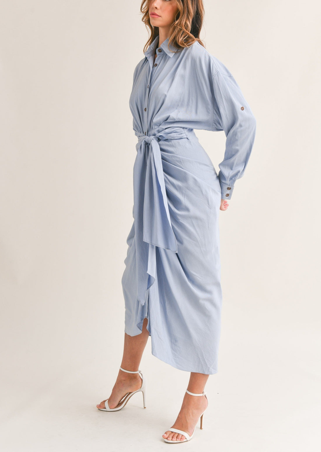 Elegant Shirt Midi Dress
