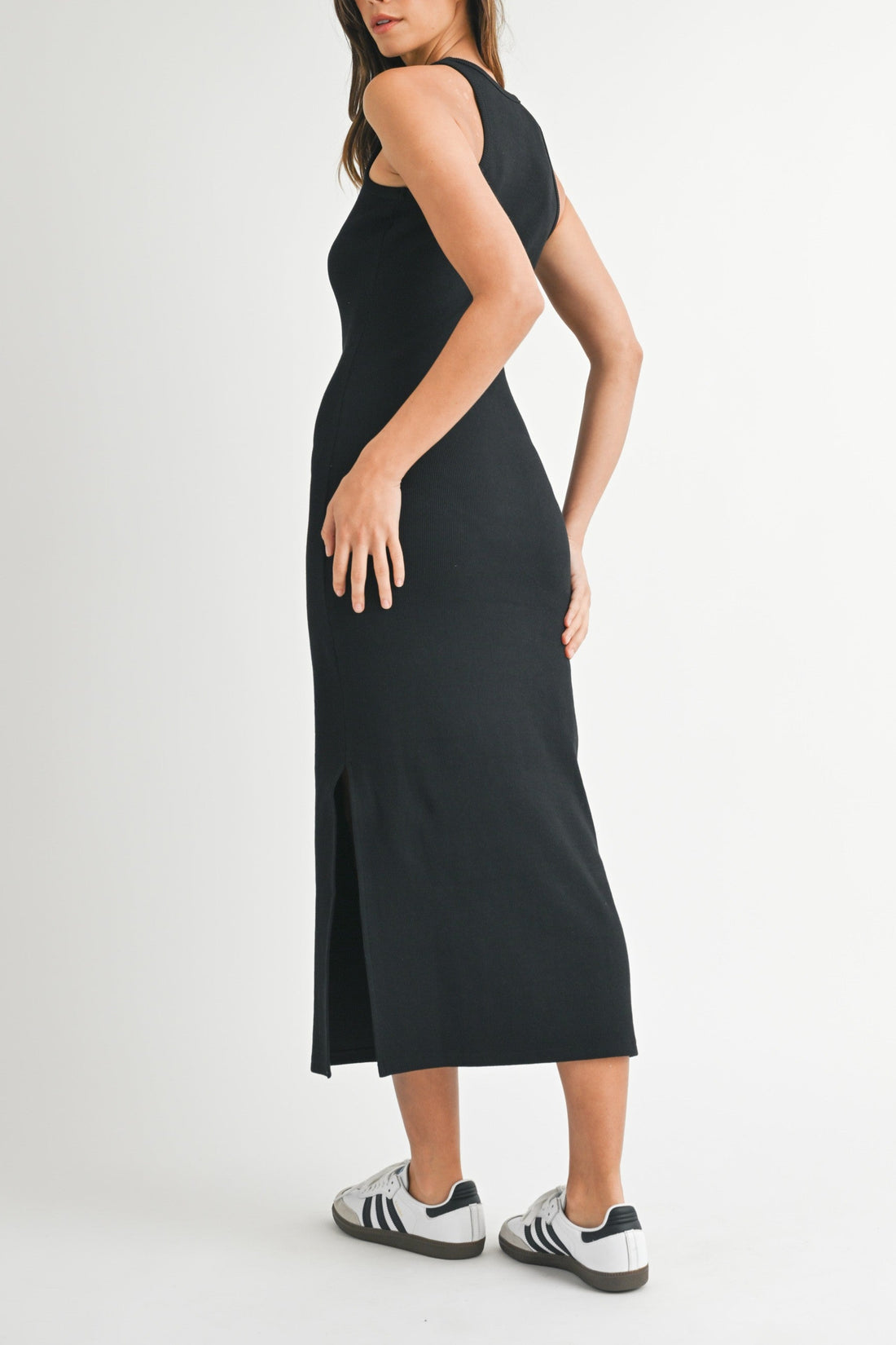 Ribbed Basic Bodycon Midi Dress