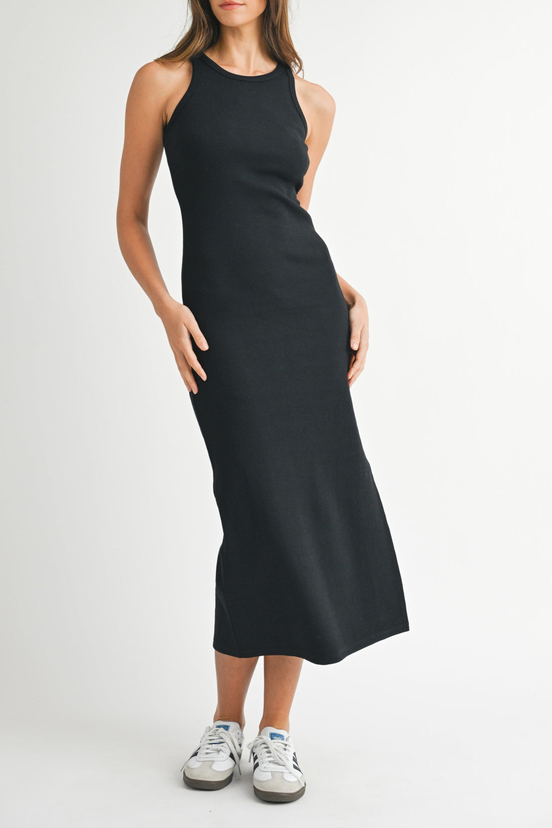 Ribbed Basic Bodycon Midi Dress