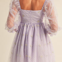 Swiss Dot Mesh Sleeve Dress