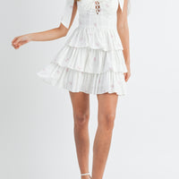 Bow Emobroidery Corset Mini Dress