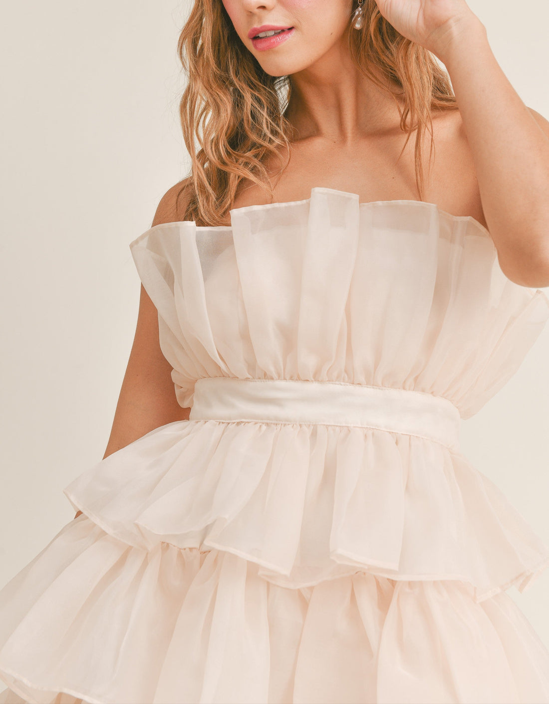 Organza Tulle Tiered Mini Dress