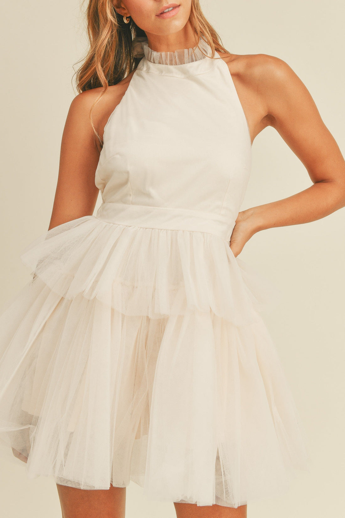 Halter Neck Tulle Mini Dress
