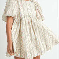 Floral Print Puff Sleeve Mini Dress