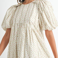 Floral Print Puff Sleeve Mini Dress
