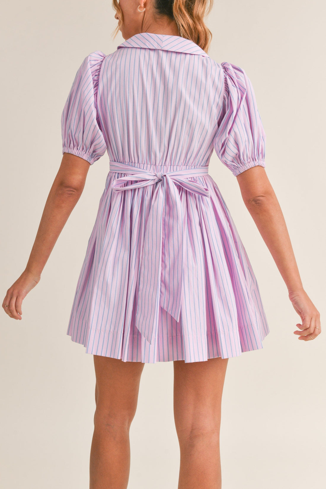 Pinstripe Collared Babydoll Dress