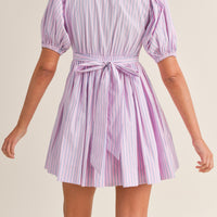 Pinstripe Collared Babydoll Dress