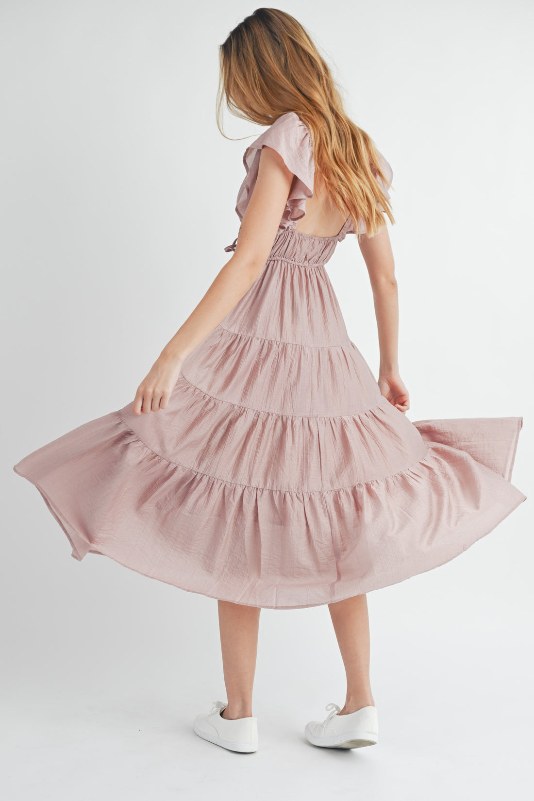 Ruffle Sleeve Summer Midi Dress