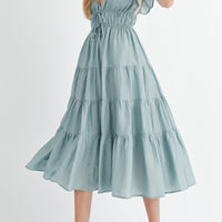 Ruffle Sleeve Summer Midi Dress