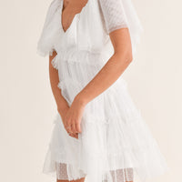 Flutter Sleeve Ruffle Mini Dress