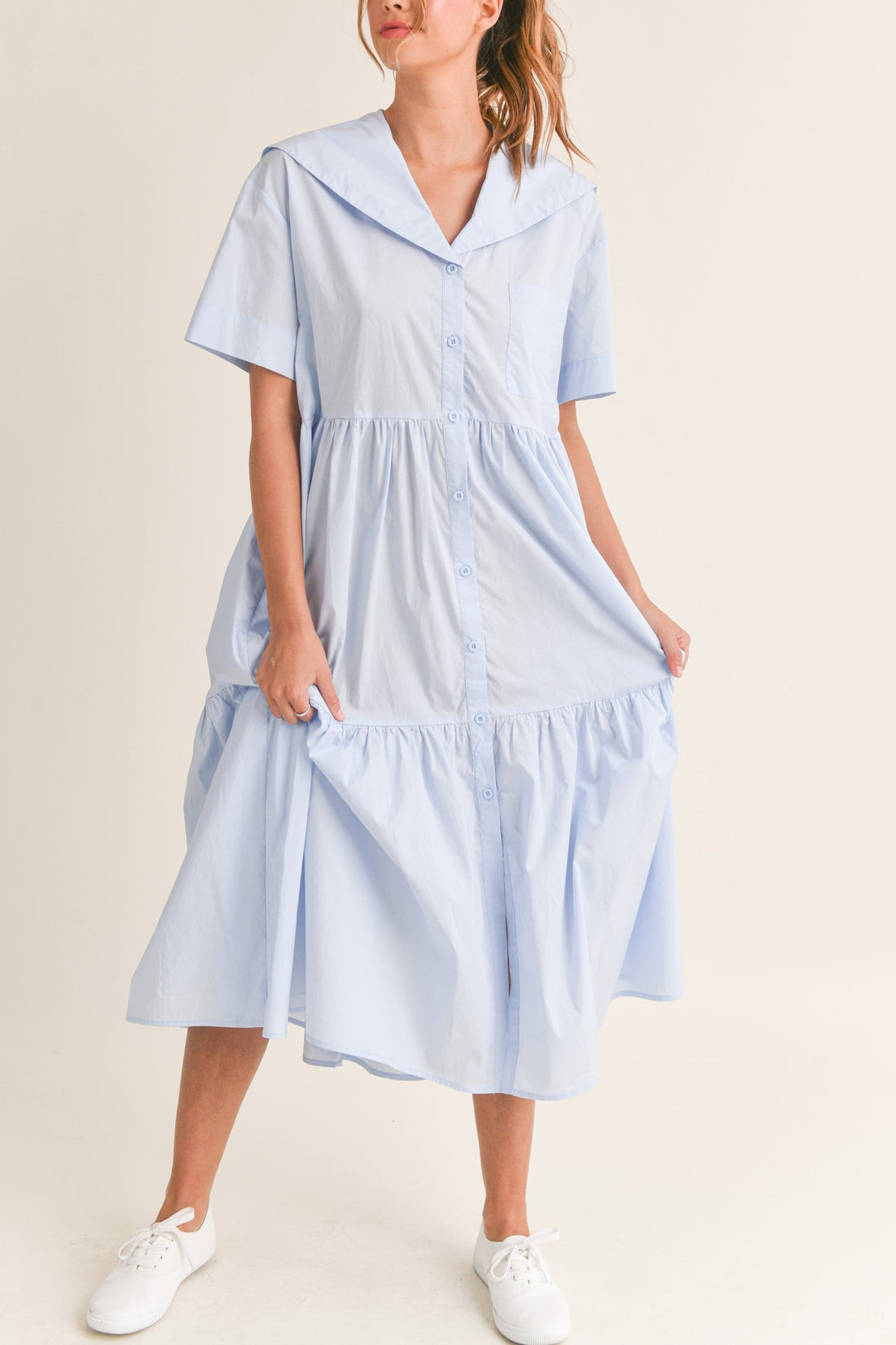 Sailor Collar Midi Dress